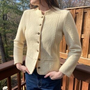 Vintage Austrian Cream Wool Button-Up Jacket
